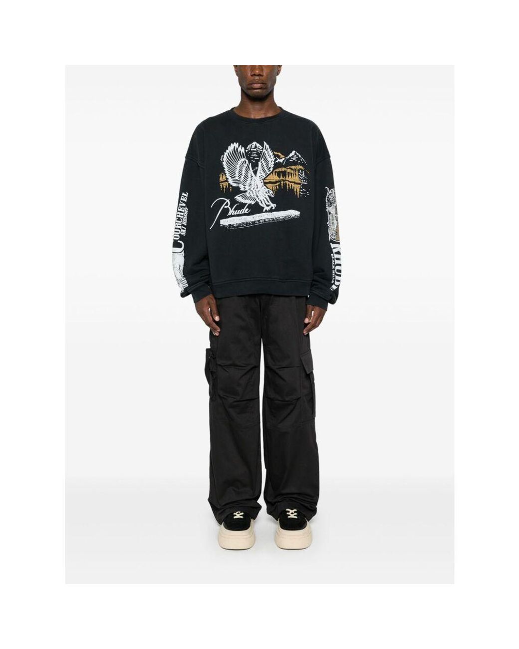 Rhude Blue Graphic-Print Cotton Sweatshirt for men