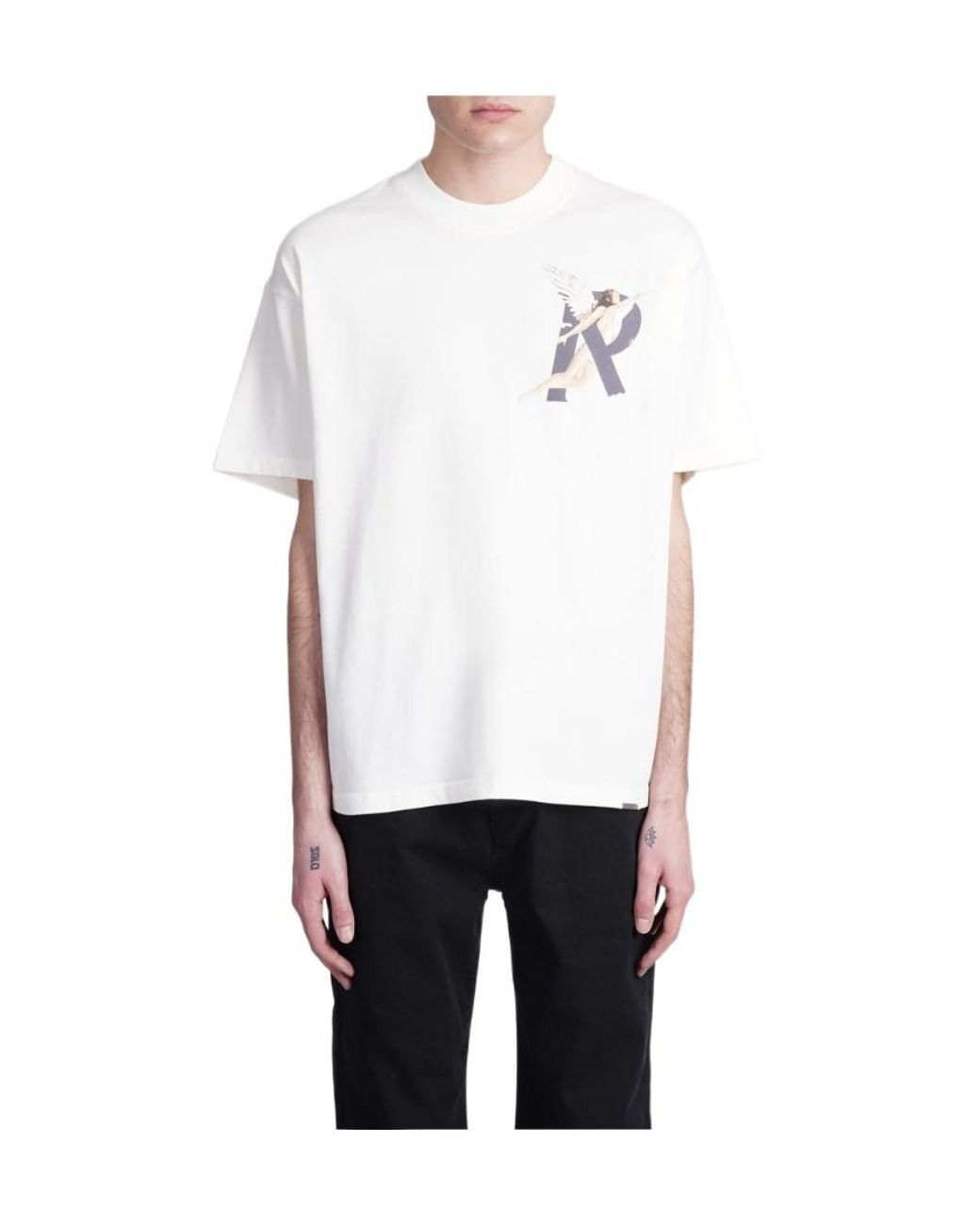 Represent White Logo-Print Cotton T-Shirt for men