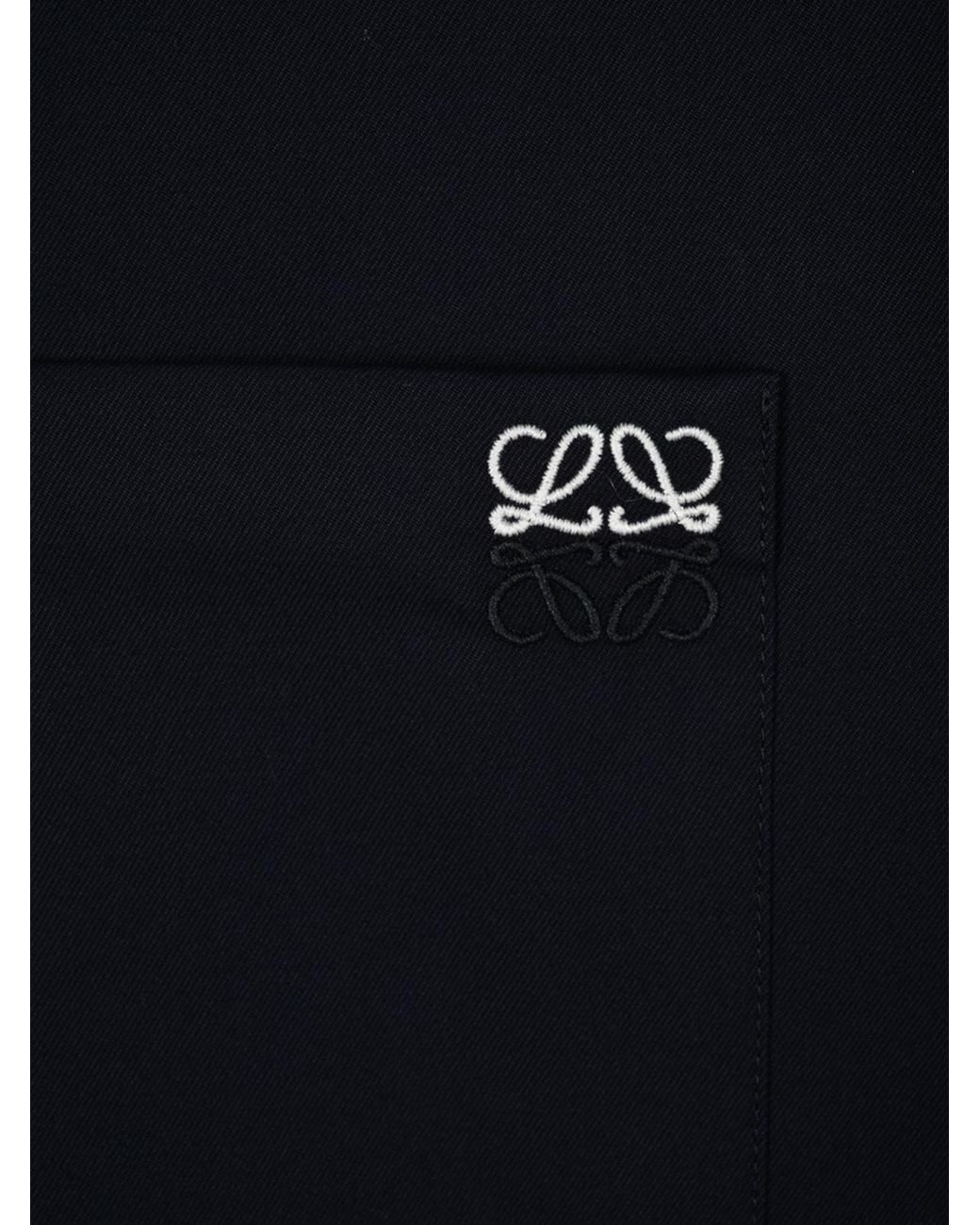 Loewe Blue Anagram-Embroidered Short-Sleeve Shirt for men