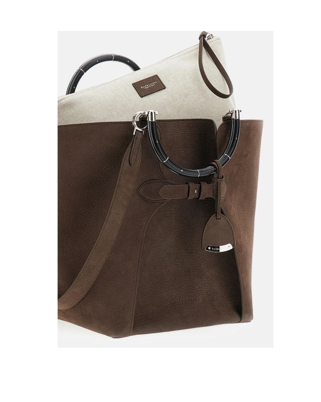 Ralph Lauren Brown Ralph Pebbled Leather Tote Bag