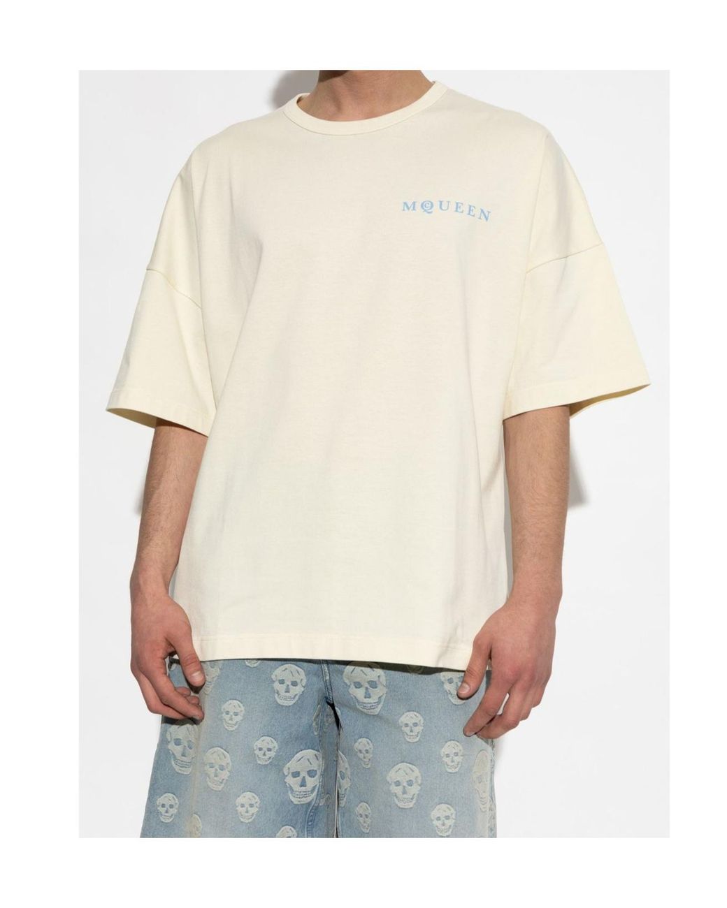McQueen White Logo Print T-Shirt for men