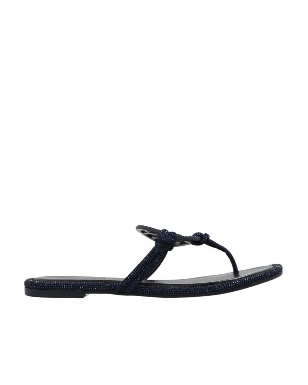 Tory Burch Brown Miller Pavé Embellished Thong Slippers
