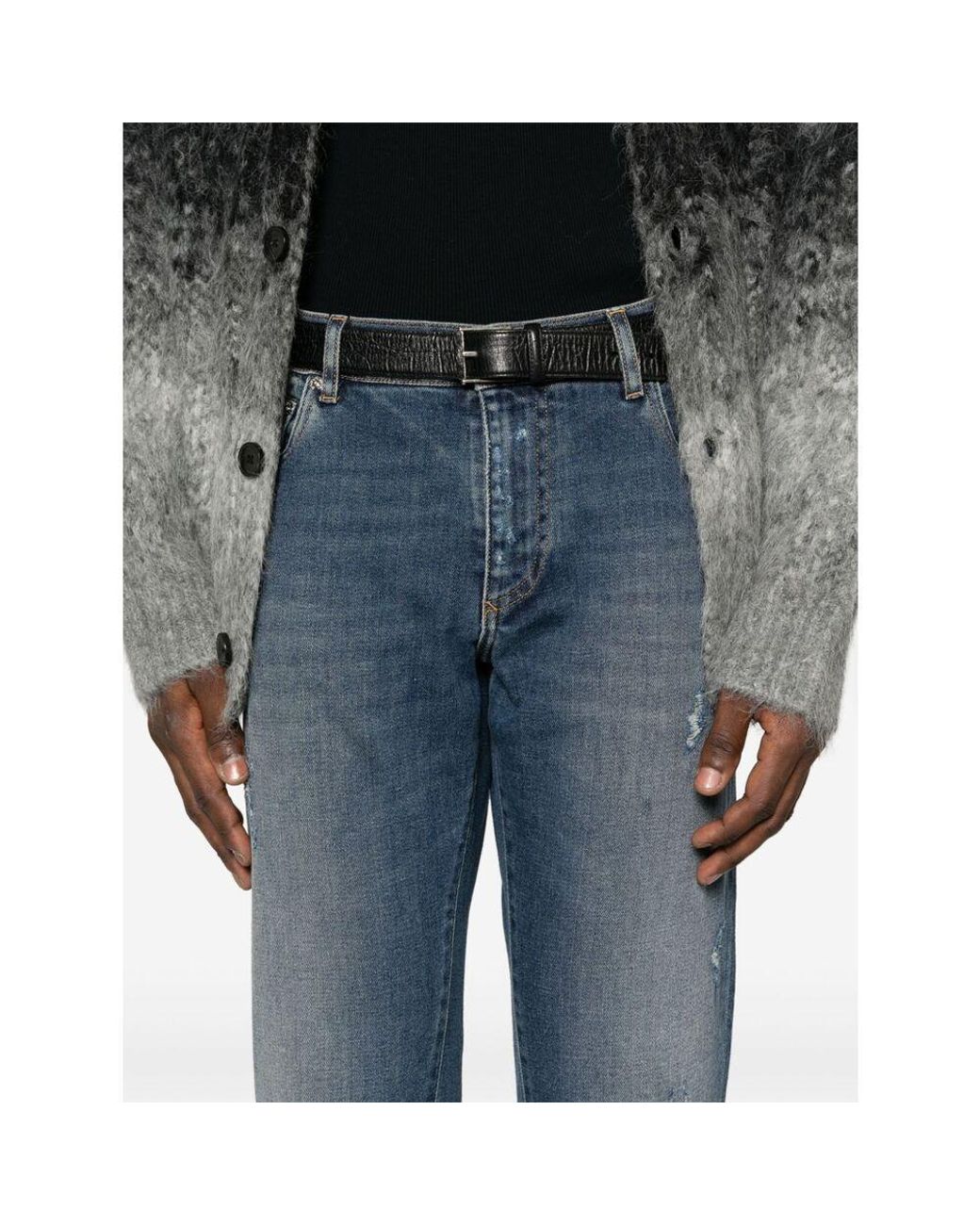 Dolce & Gabbana Blue Medium-Rise Slim Cotton Jeans for men