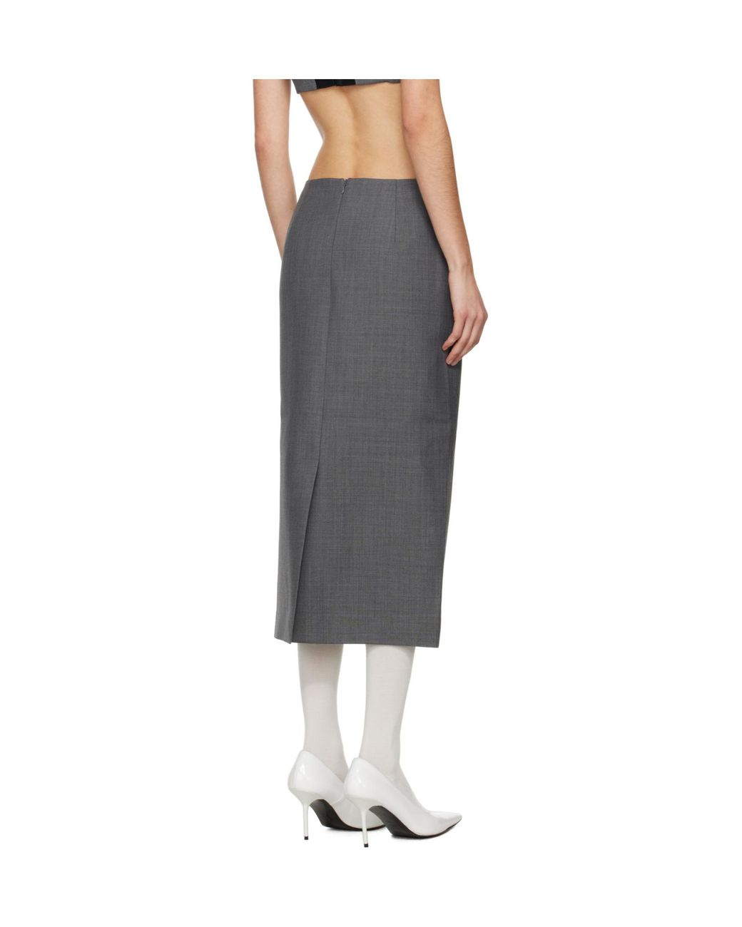 ShuShu/Tong Blue Mélange-Effect Midi Skirt