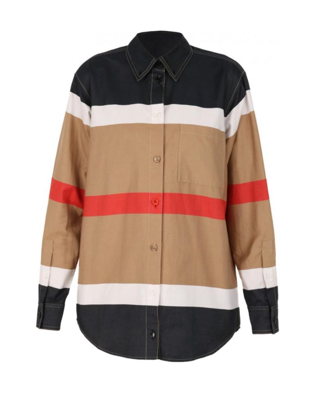 Burberry Black Stripe Pattern Button-Up Shirt