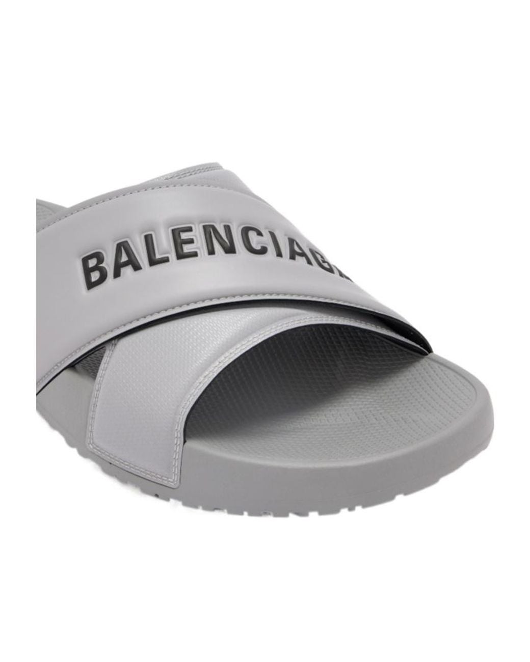Balenciaga Gray Sporty Pool Slides for men