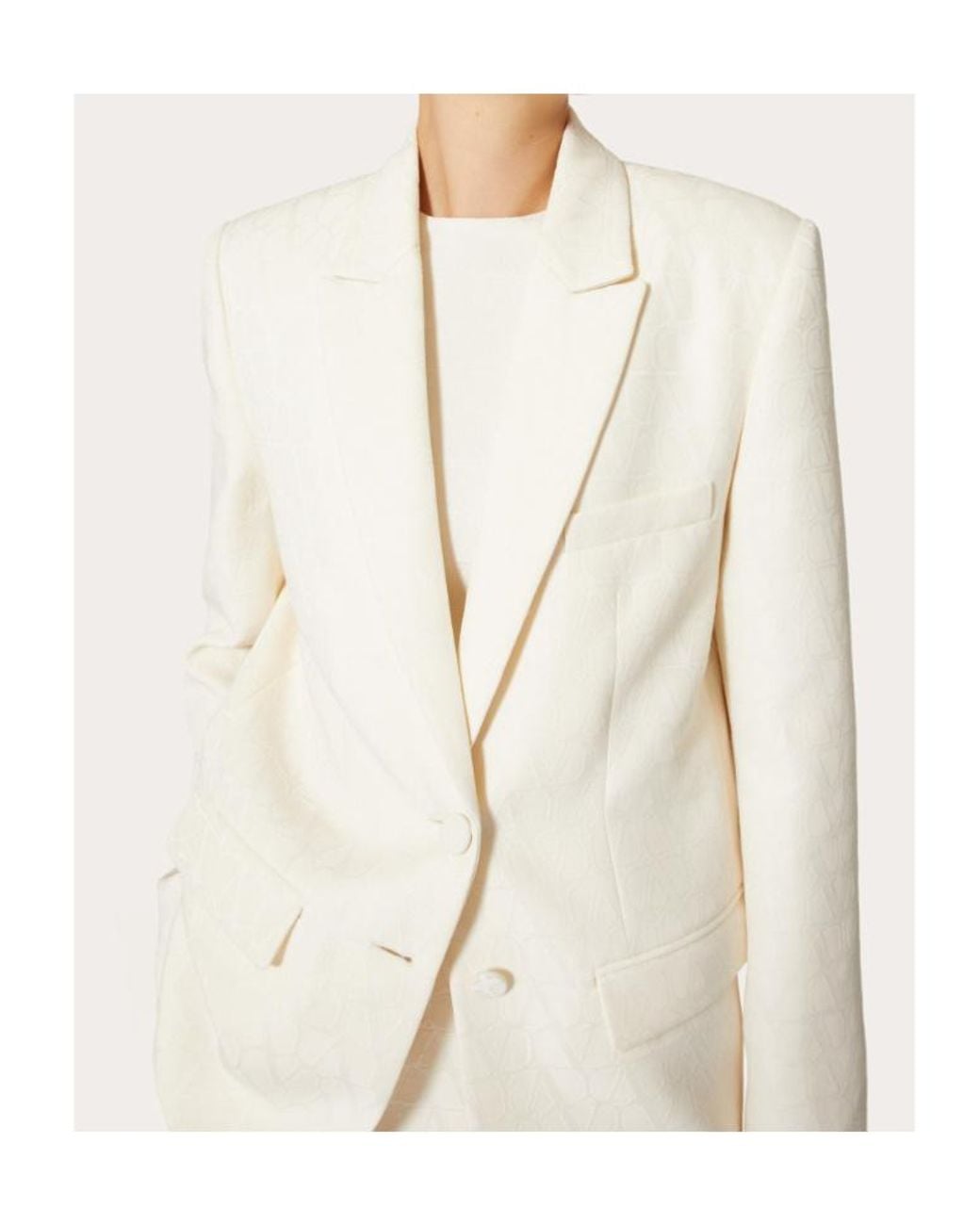 Valentino White Toile Iconographe Straight Hem Blazer