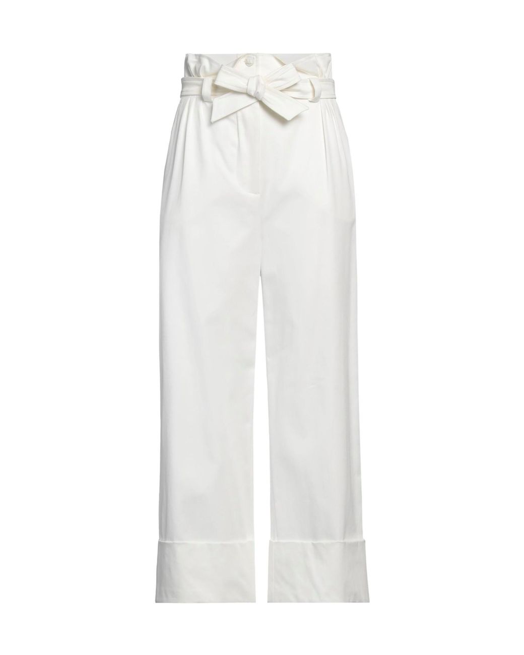 Max Mara White Solid-Color Loose Straight-Leg Pants