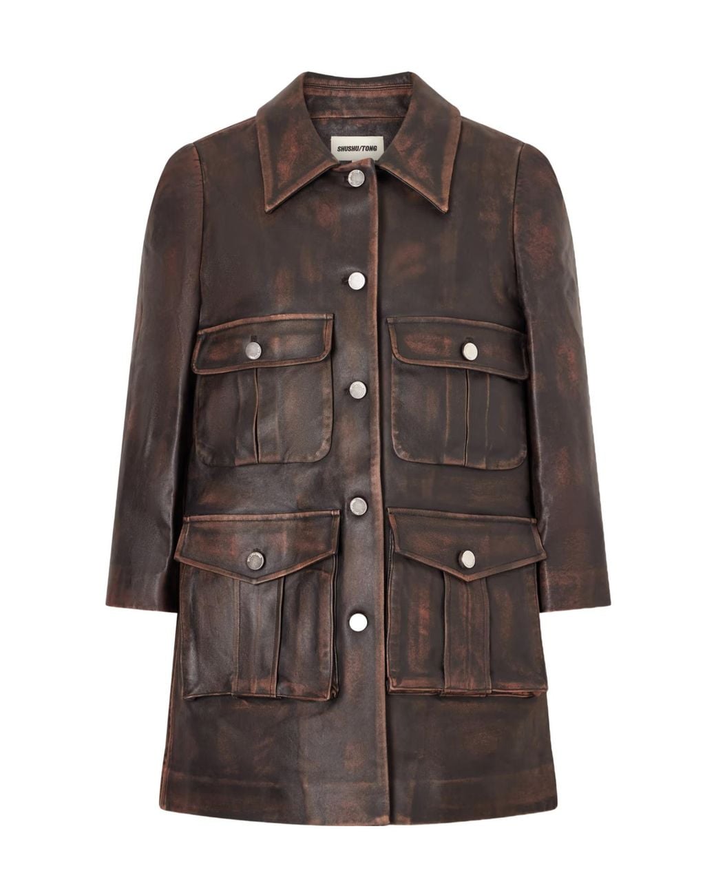 ShuShu/Tong Brown Lapel Leather Jacket
