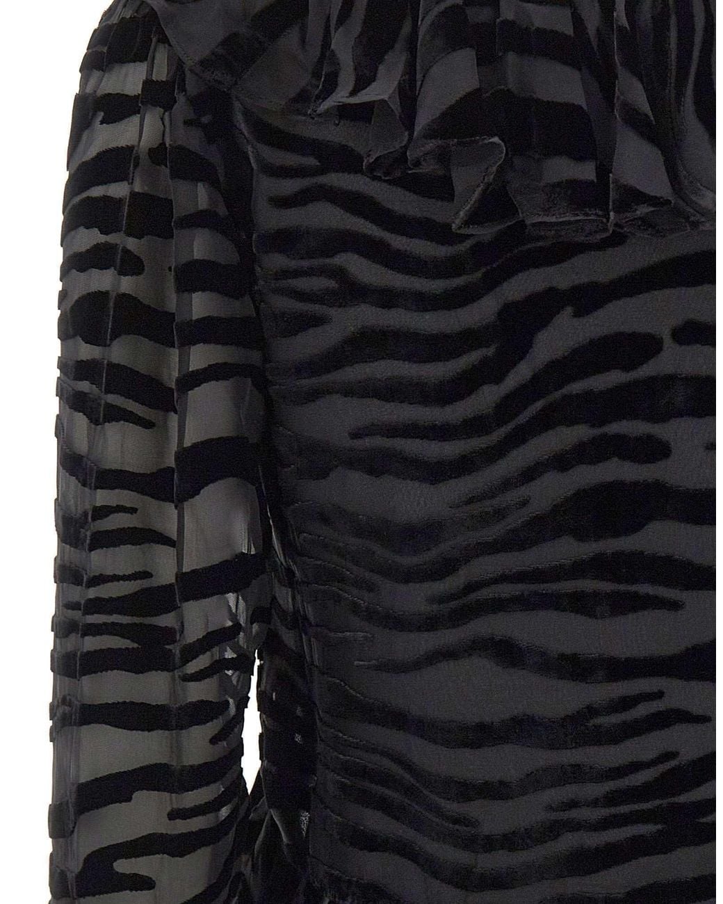 Rixo Black Tracye Ruffled Devore Blouse