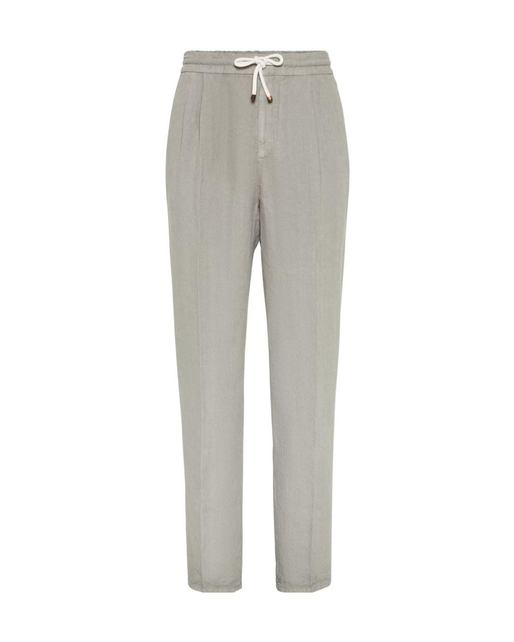 Brunello Cucinelli Gray Elasticated Waistband Drawstring Pants for men
