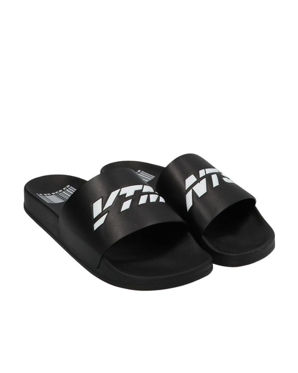 VTMNTS Black Logo Printed Pool Slides for men