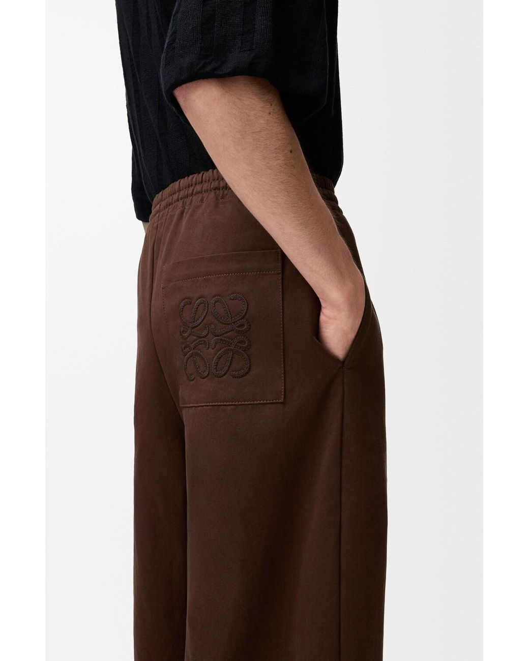 Loewe Brown Cropped Drawstring Pants for men