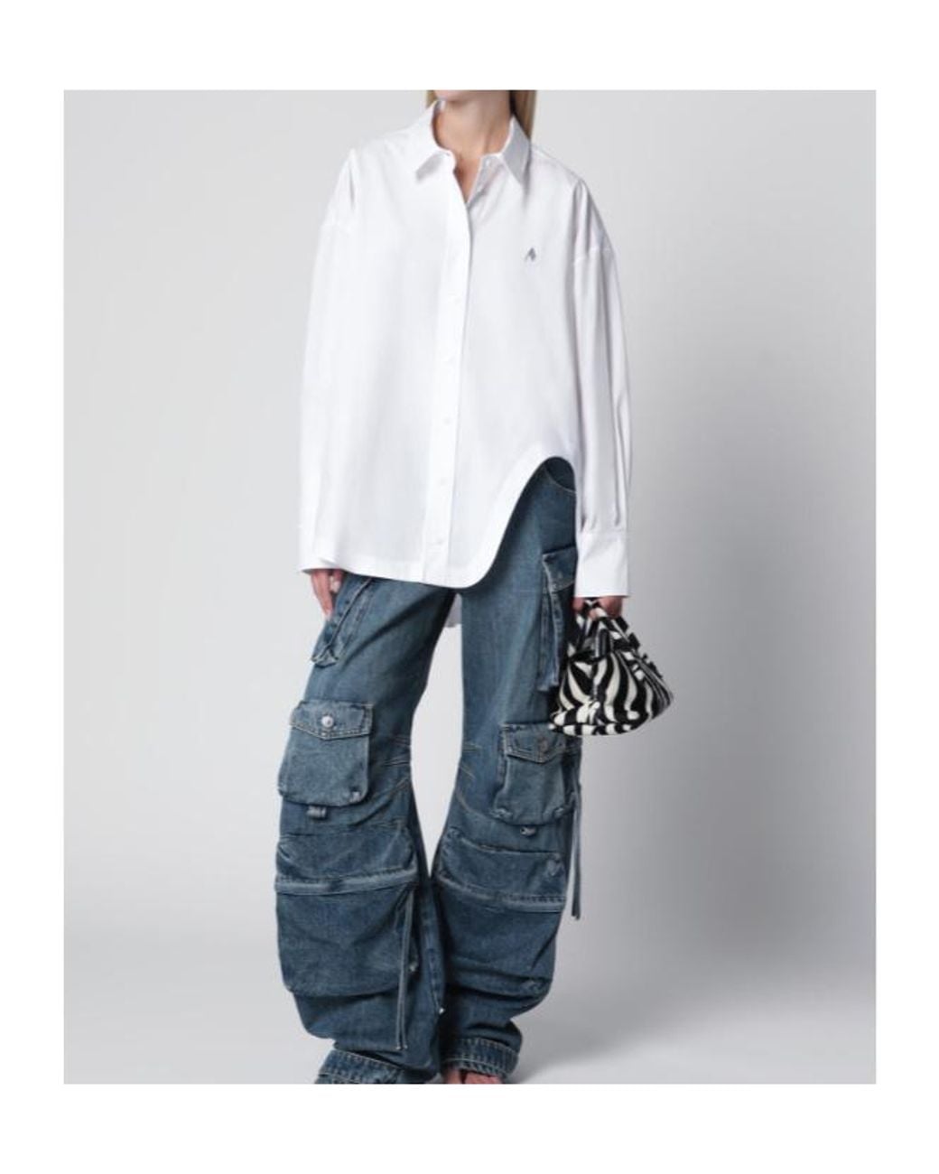 The Attico White The Logo Detail Button-Up Shirt