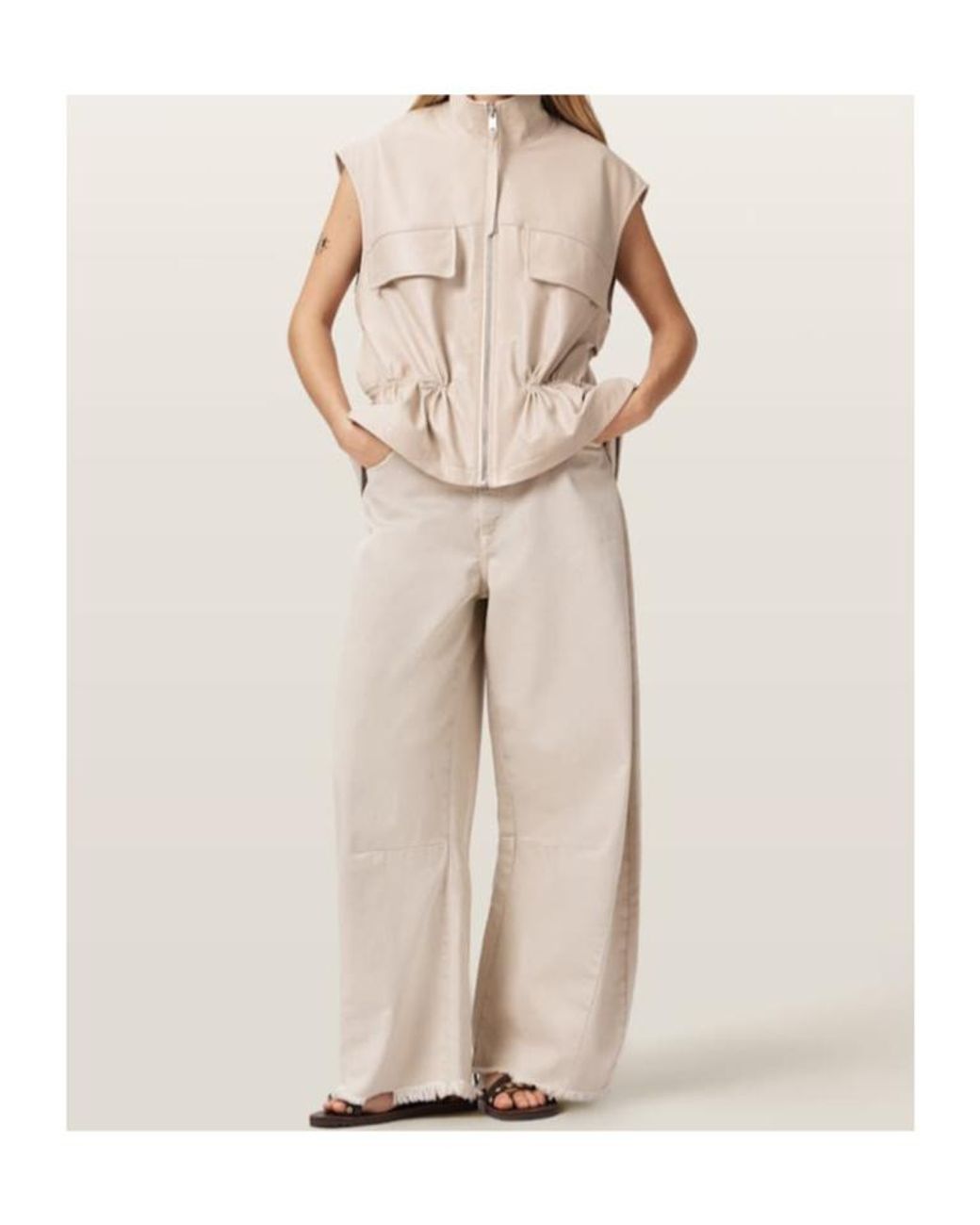 AllSaints Natural Flor High-Neck Sleeveless Waistcoat
