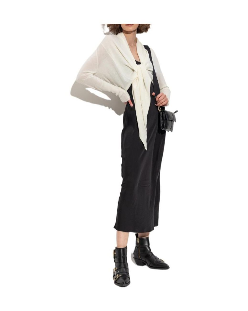 AllSaints White Draped Knit Top