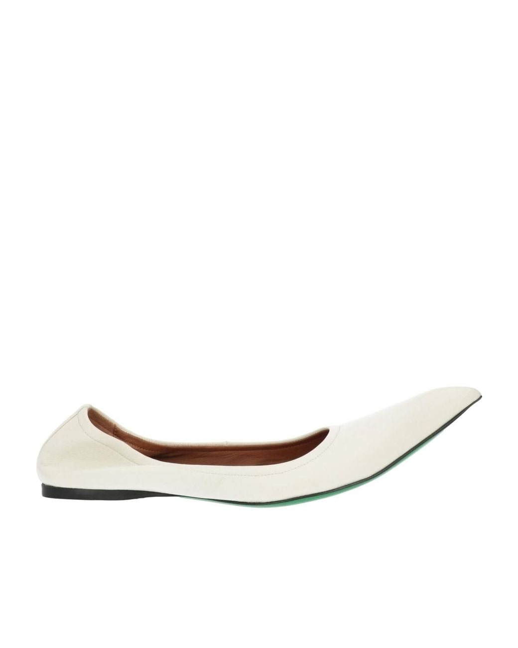 Marni White Leather Pointed-Toe Ballet Flats