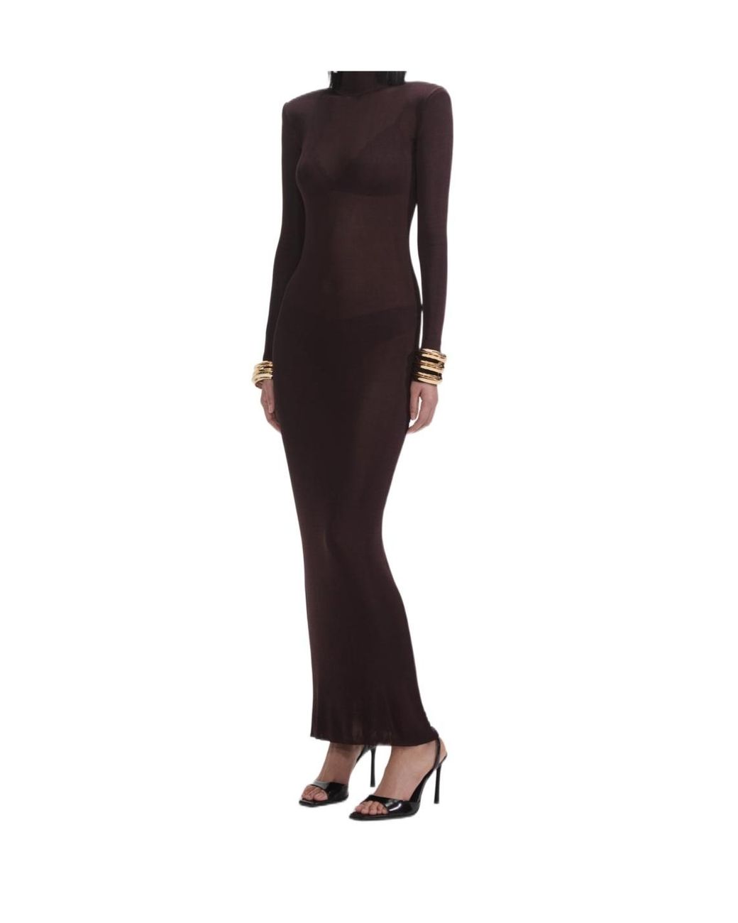 Self-Portrait Multicolor Shoulder Pad Knitted Maxi Dress