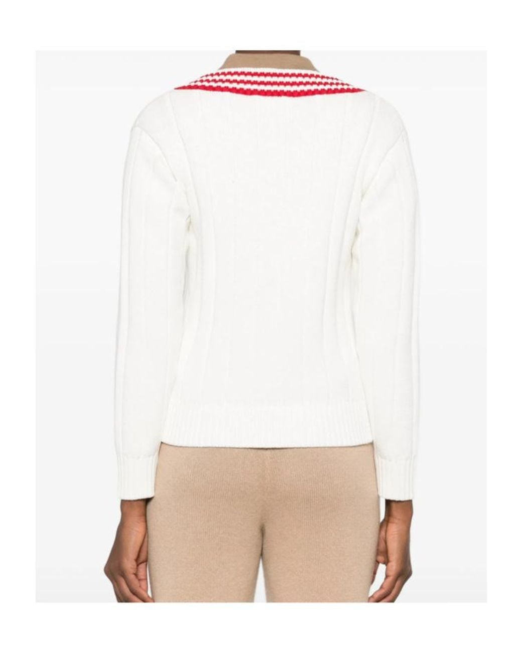 Sporty & Rich White Long-Sleeved Knit Top