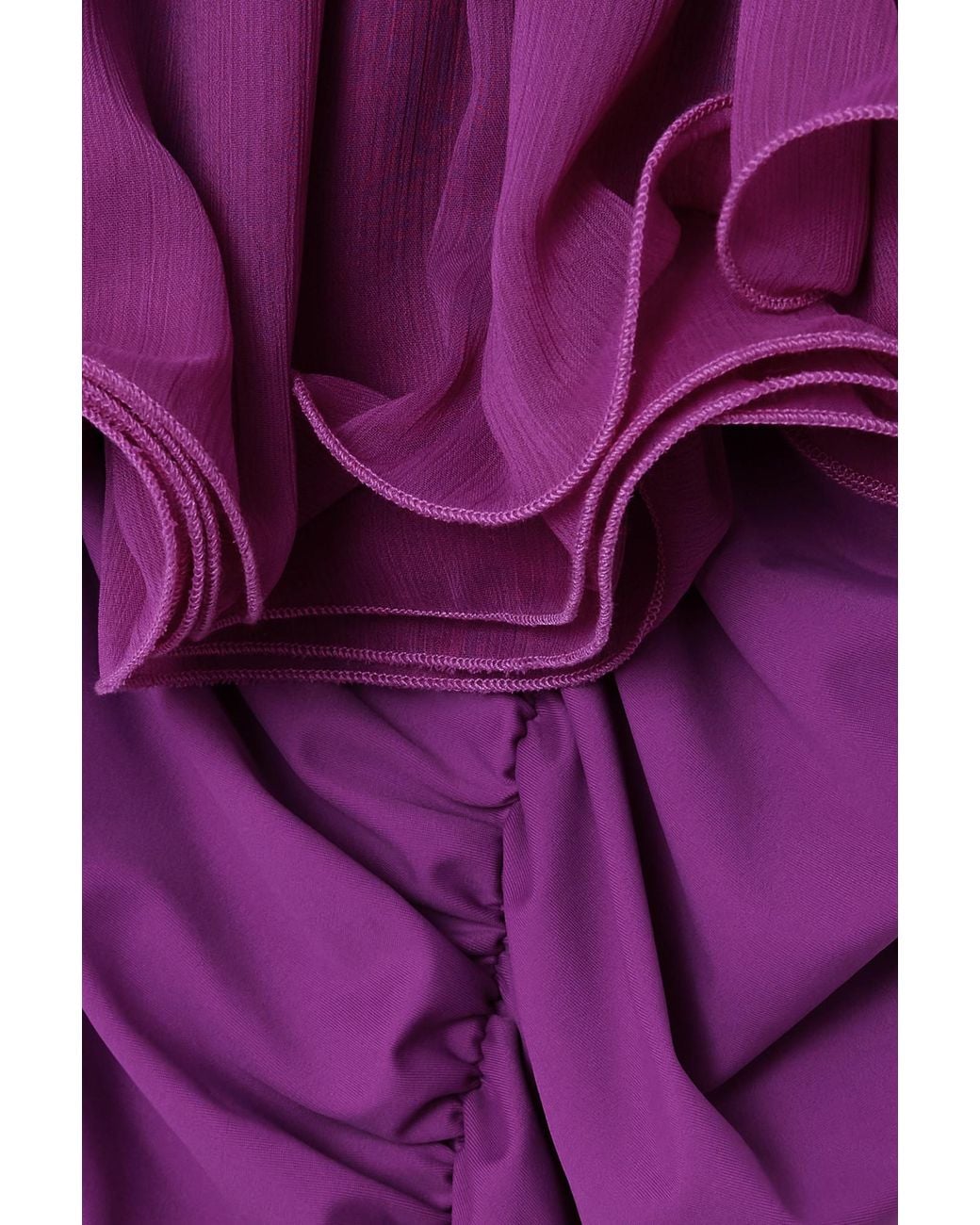 ROTATE BIRGER CHRISTENSEN Purple Net Sustain One-Shoulder Ruffled Ruched Recycled-Chiffon Mini Dress