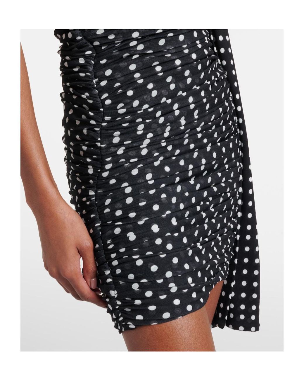 Patou Black Polka-Dot One-Shoulder Minidress