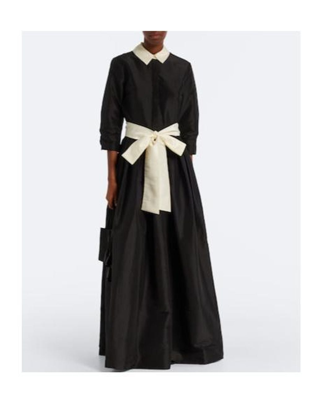 Jonathan Simkhai Black Bow-Detail Pleated Taffeta Gown