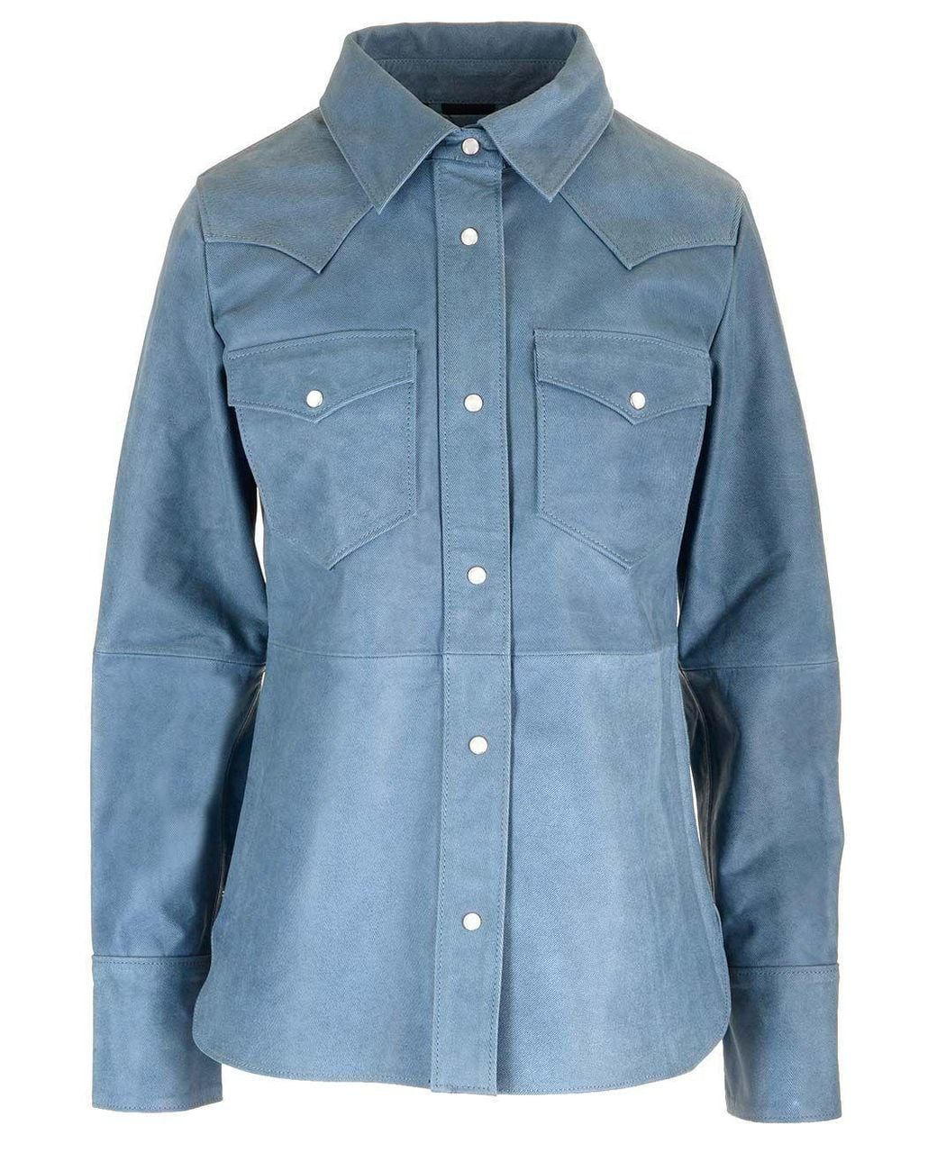 Stand Studio Blue Western Style Leather Shirt