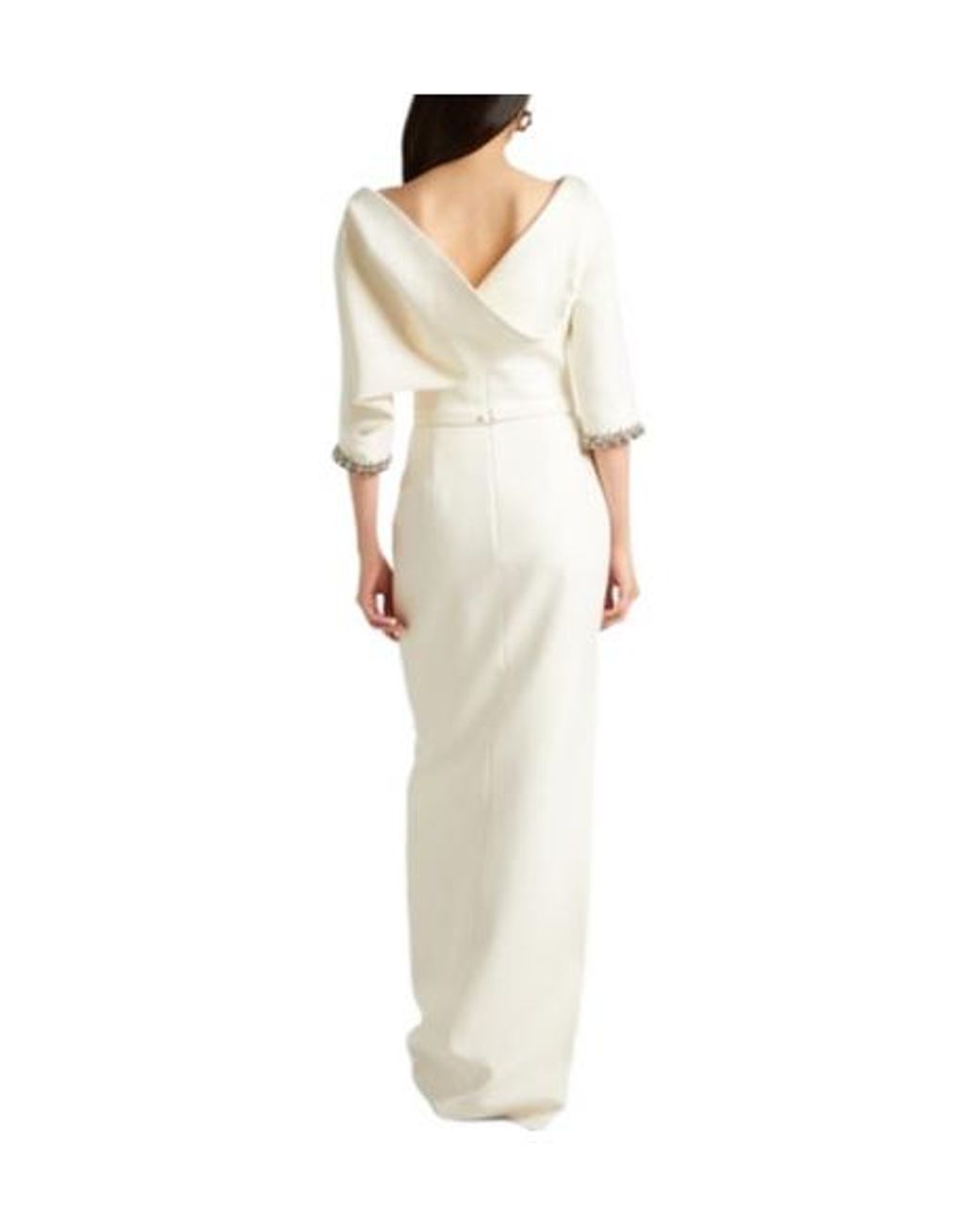 Safiyaa White Bridal Amaris Embellished Crêpe Gown