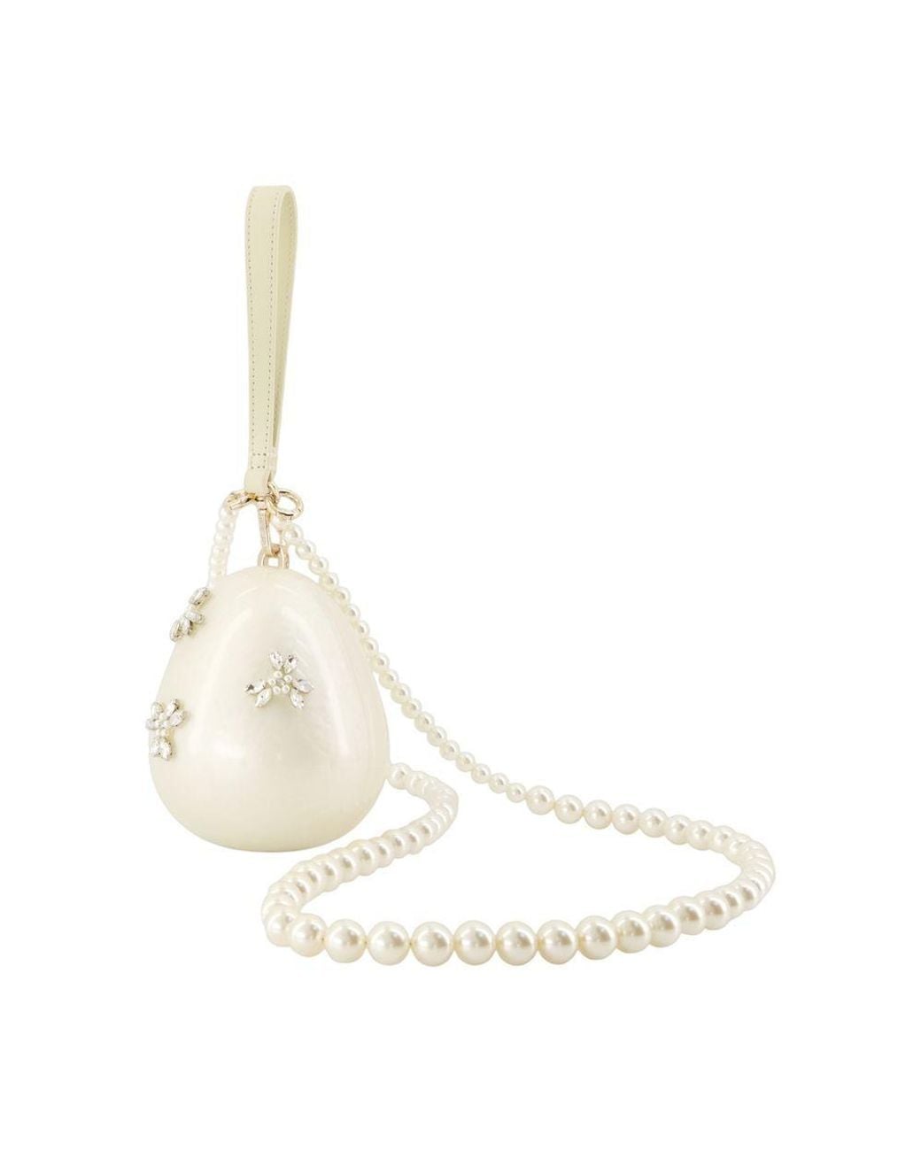 Simone Rocha White Crystal-Embellished Faux-Pearl Mini Bag
