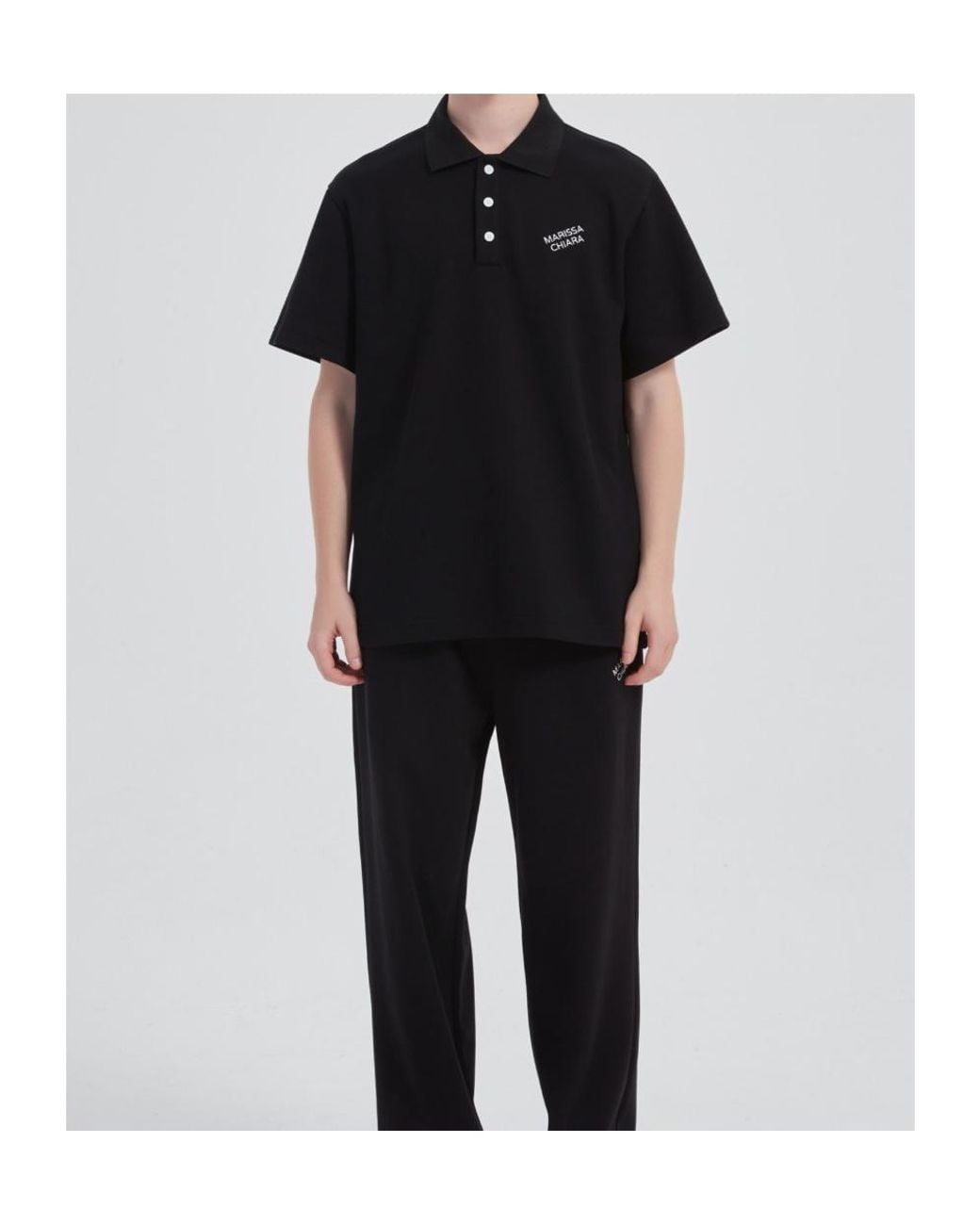 Marissa Chiara Black Short-Sleeved Polo Shirt for men