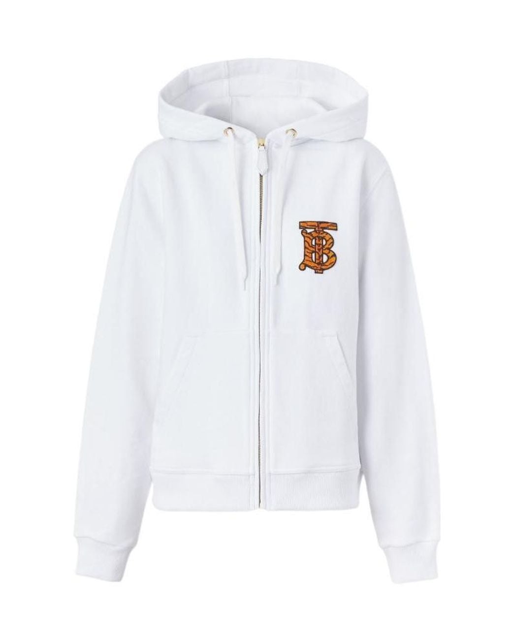 Burberry White Tiger Tb Monogram Motif Hoodie