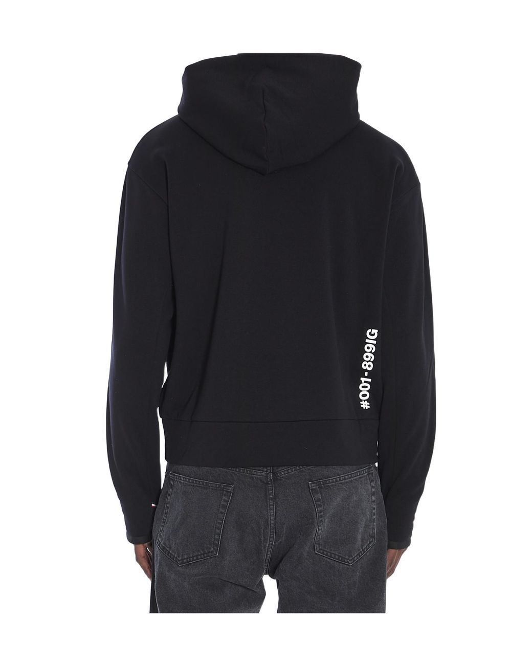 Moncler Black Grenoble Logo Printed Drawstring Hoodie for men
