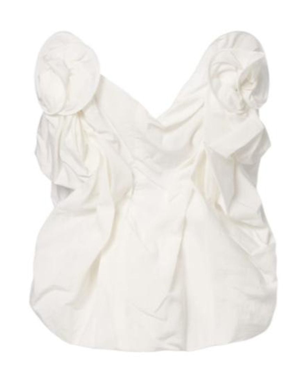 Magda Butrym White Draped Cotton And Silk Bustier Top