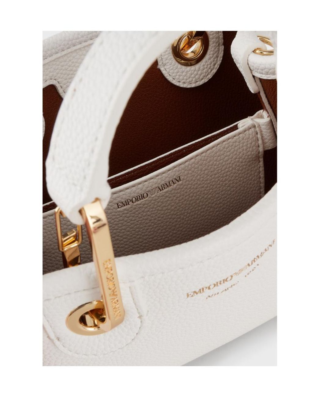 Emporio Armani White Logo Detailed Tote Bag