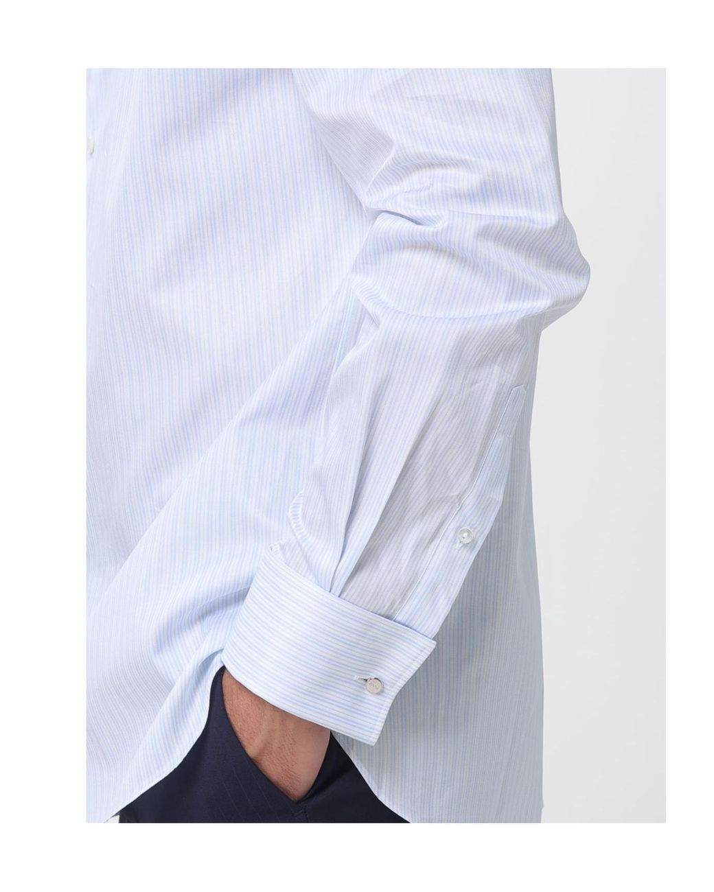 Zegna Blue Striped Poplin Shirt for men