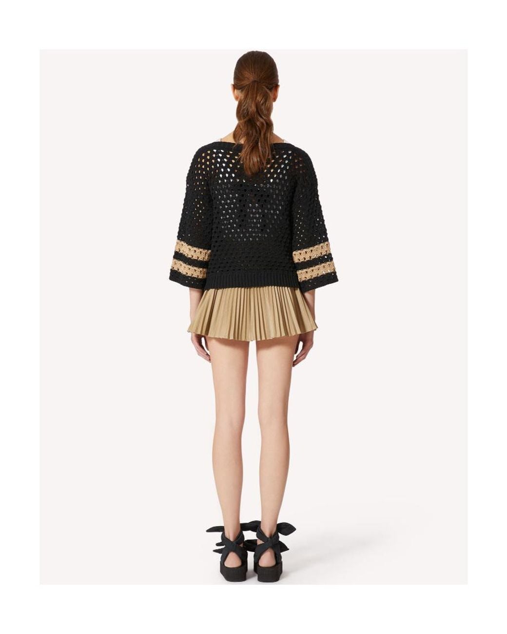 RED Valentino Natural Pleated Button-Front Mini Skirt