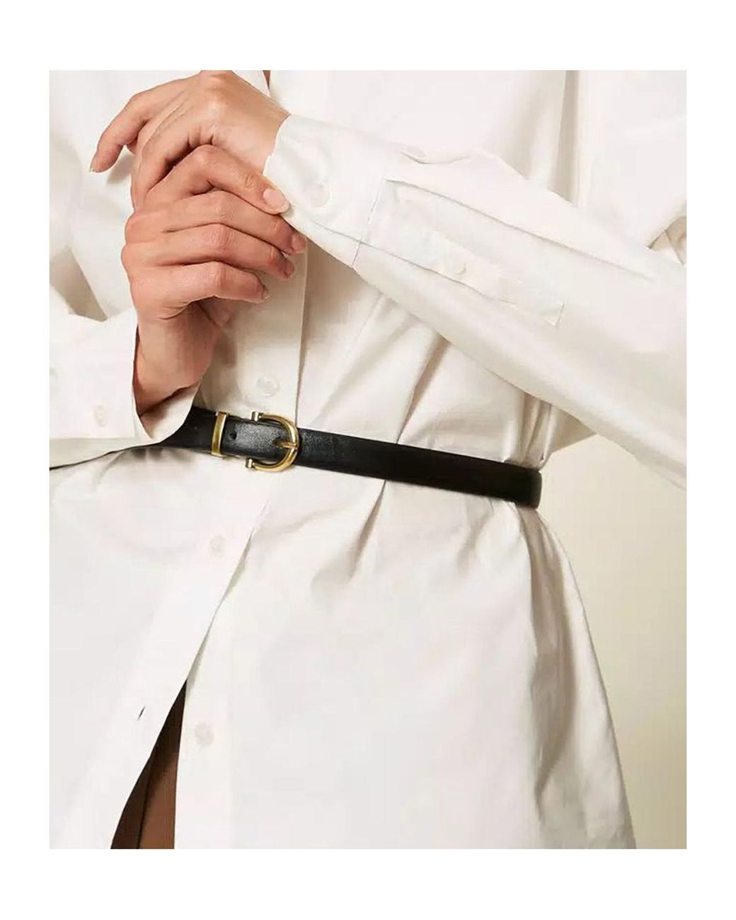 Twinset White Belted Poplin Shirt