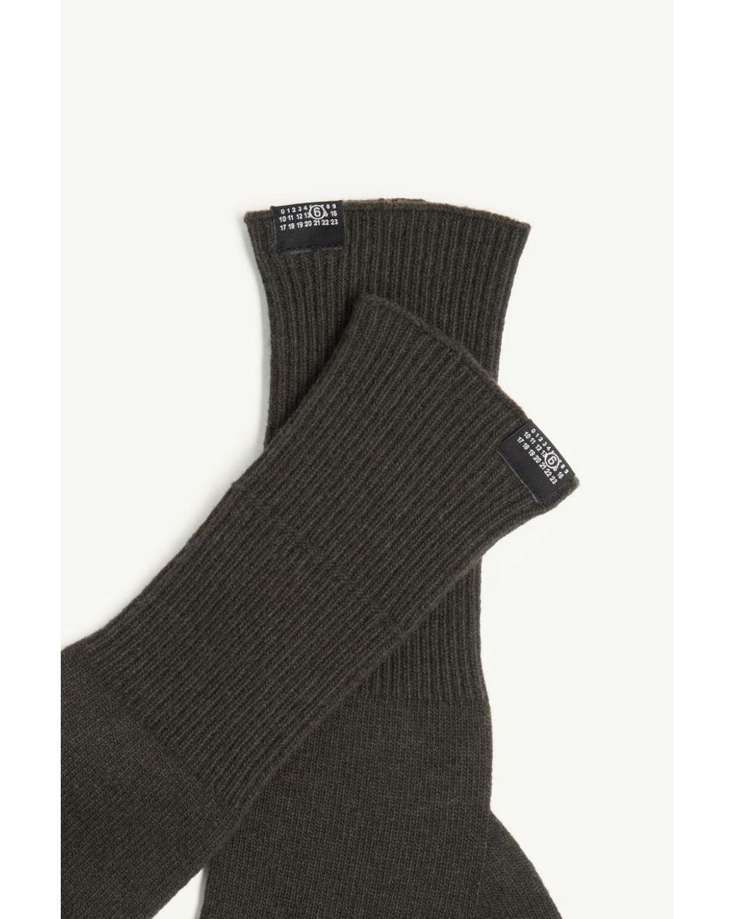 MM6 by Maison Margiela White Ribbed-Knit Wool-Blend Gloves
