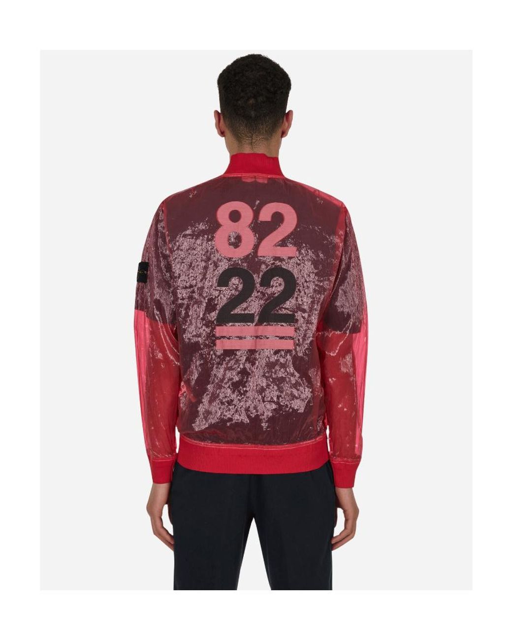 Stone Island Red Lightweight Sheer Bomber Jacket for men