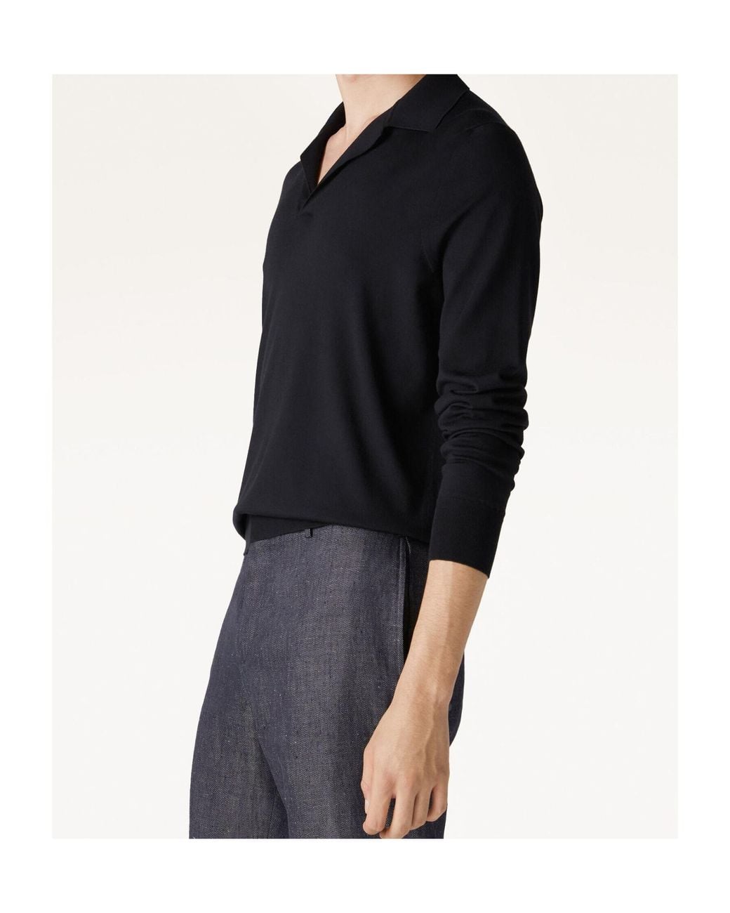 Loro Piana Black The Gift Of Kings Freshly Cut Wool Lapel Sweater for men