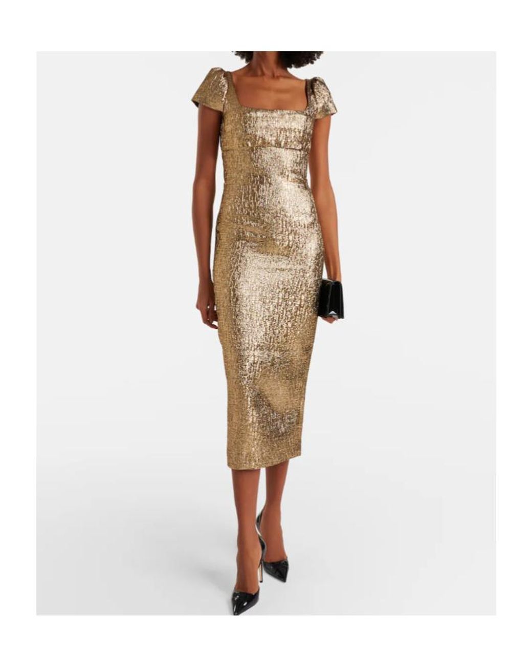 Roland Mouret Brown Draped Lamé Jacquard Cocktail Dress