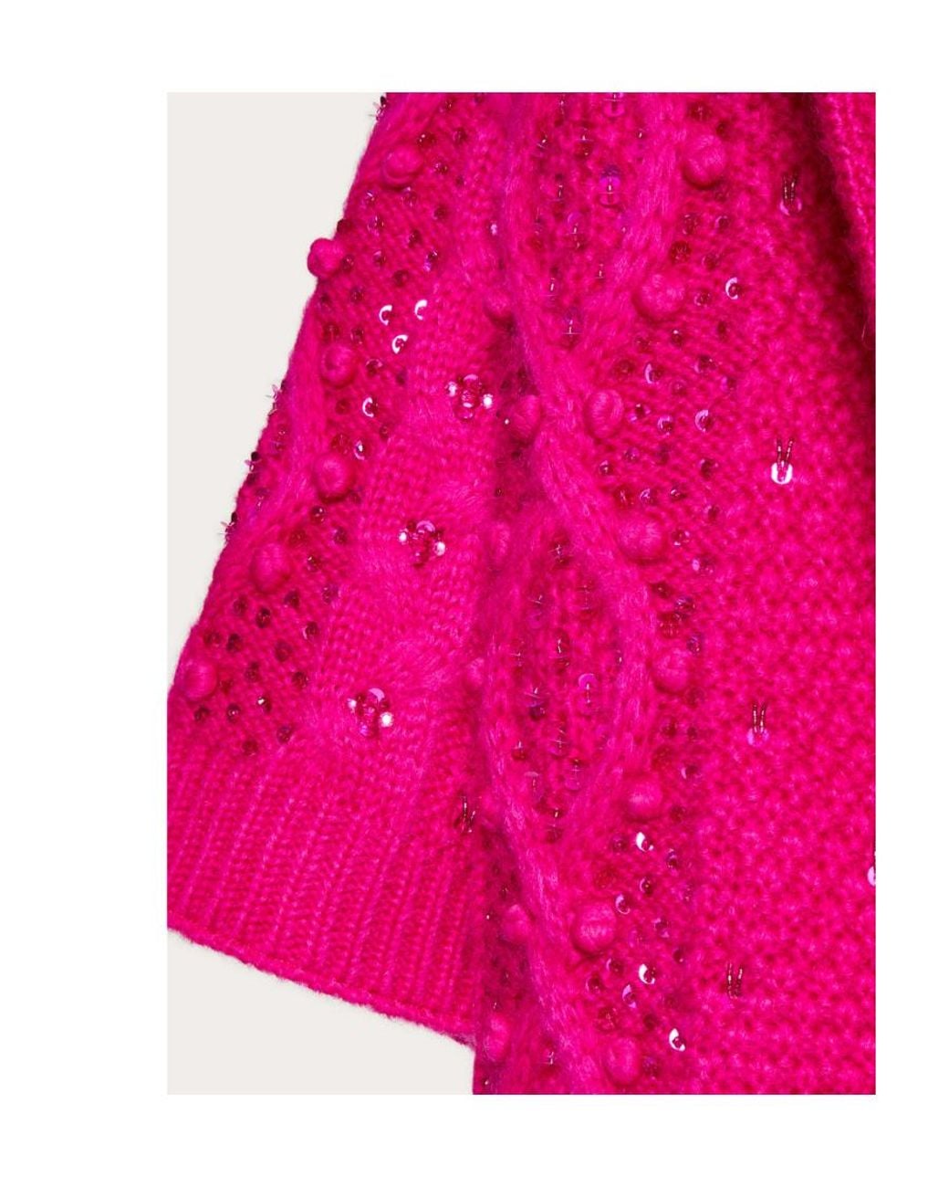 Valentino Pink Embroidered Mohair Wool Coat