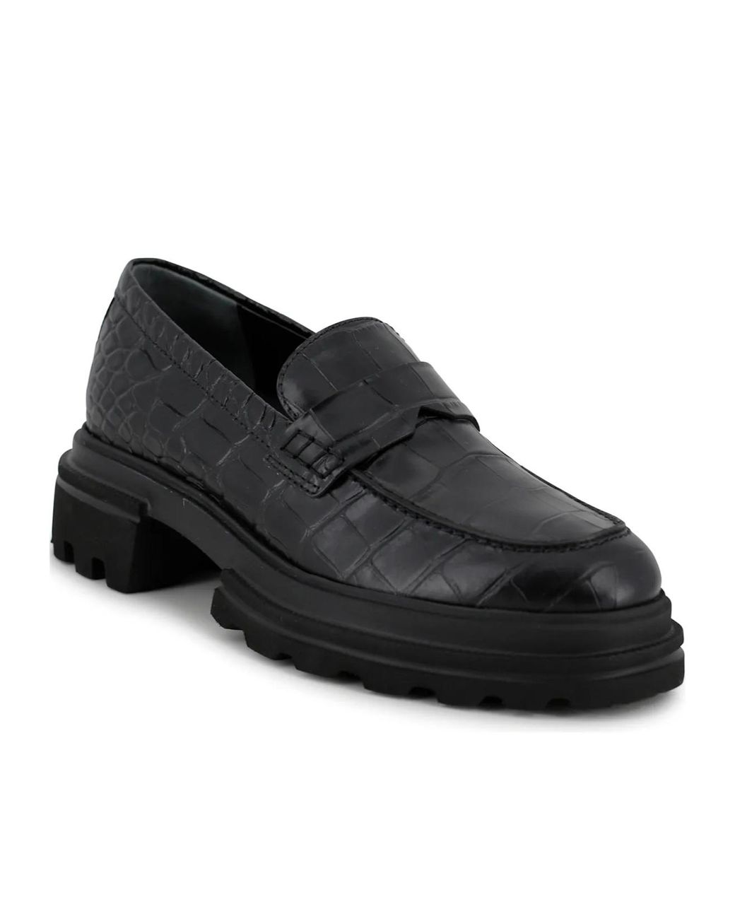 Hogan Black Embossed Chunky Loafers