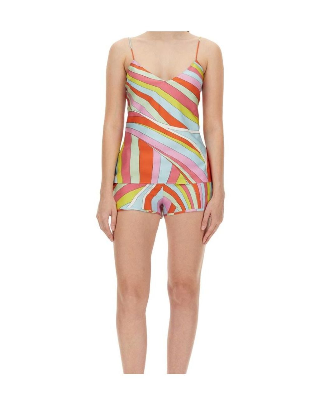 Emilio Pucci White Iride-Print Silk Camisole Top