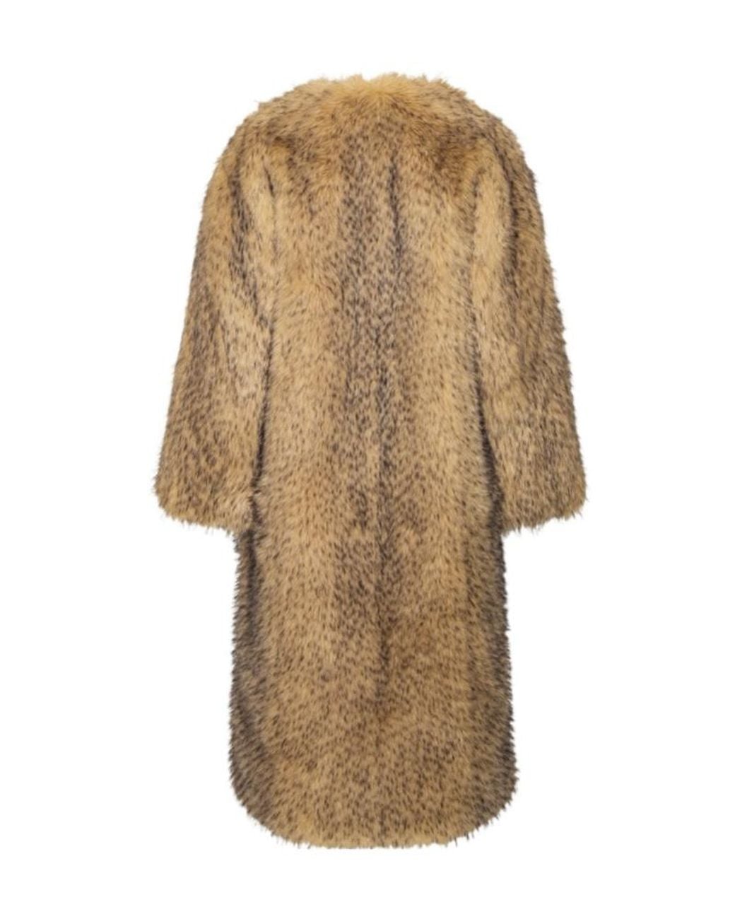 ROTATE BIRGER CHRISTENSEN Natural Faux Fur Long Coat