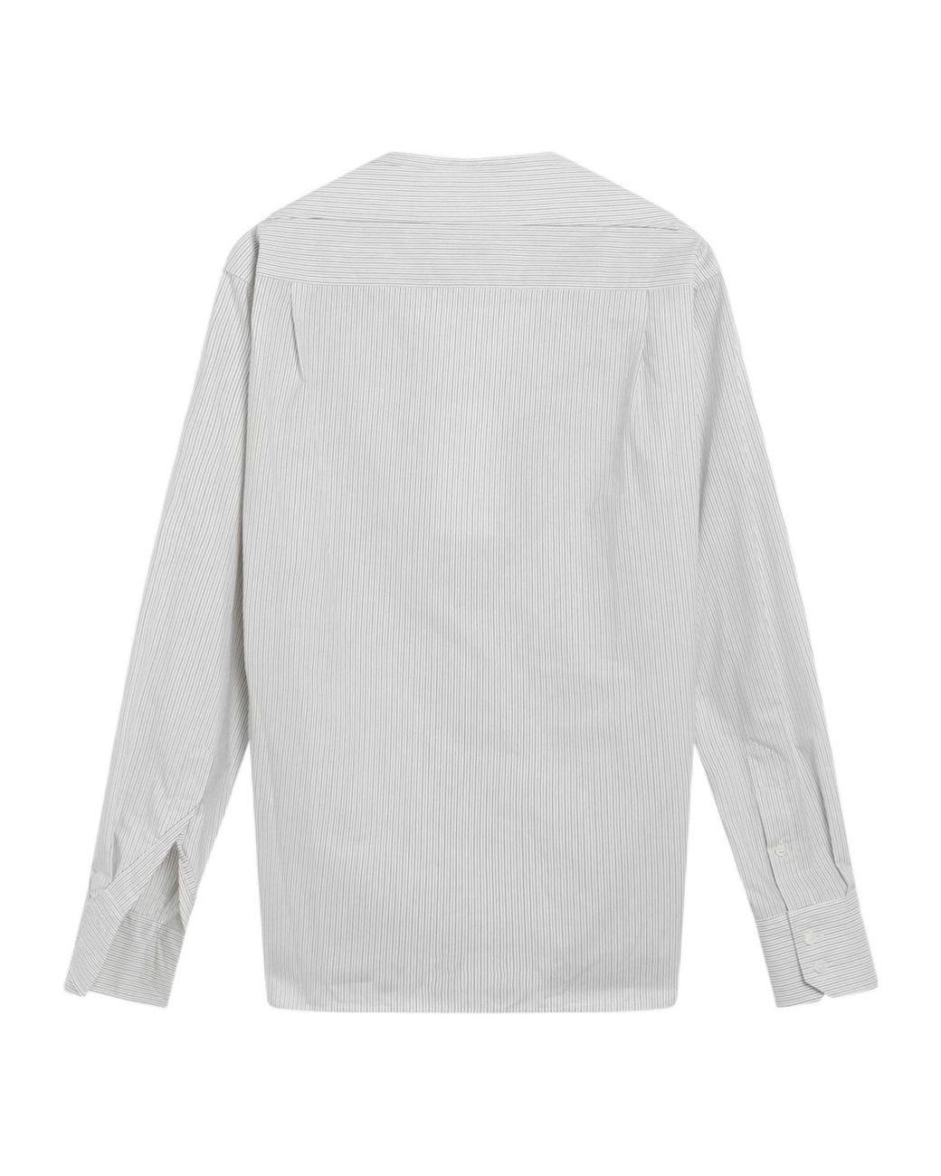 MM6 by Maison Margiela White Striped Collarless Shirt