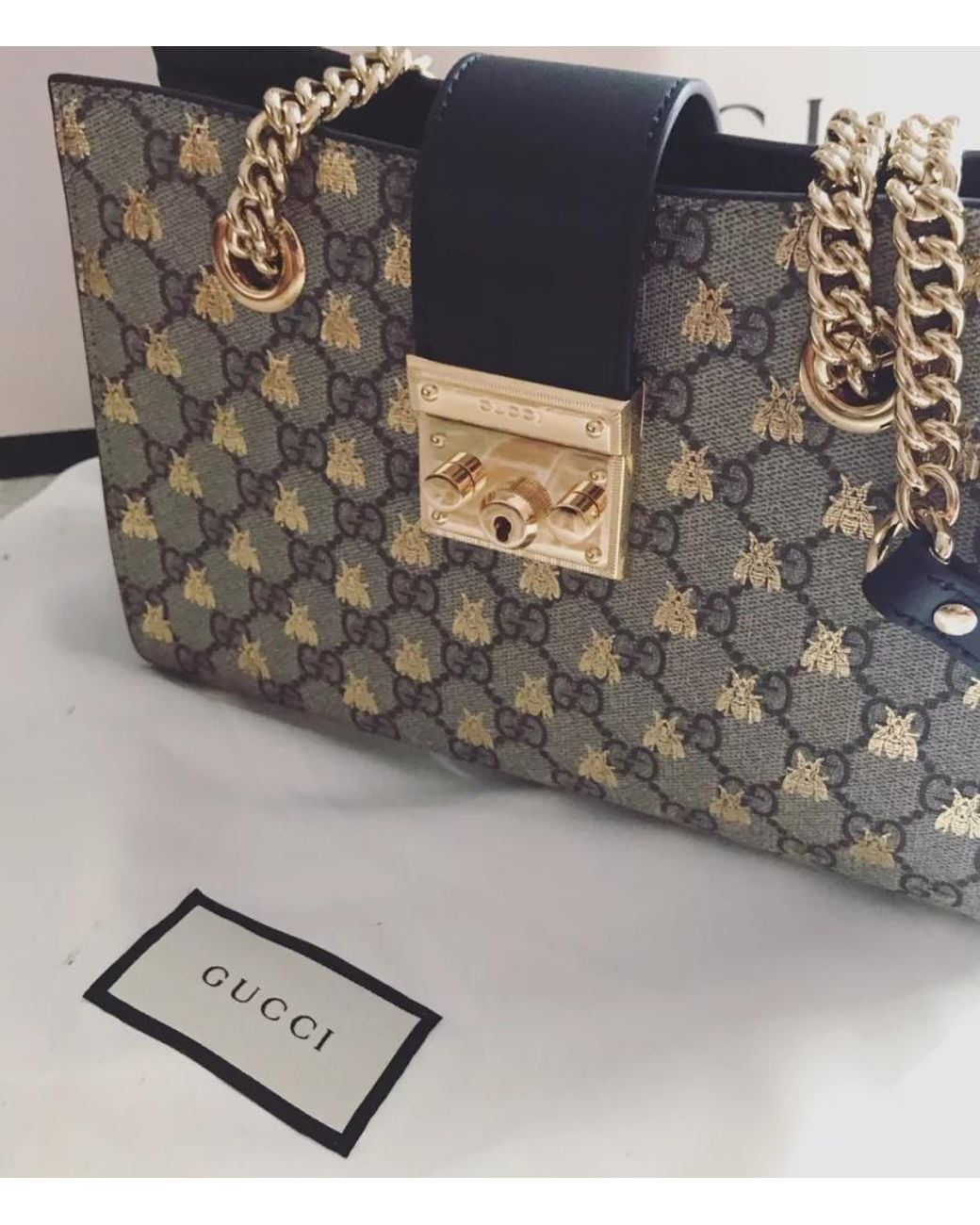 Gucci Multicolor Padlock Small Gg Bees Shoulder Bag