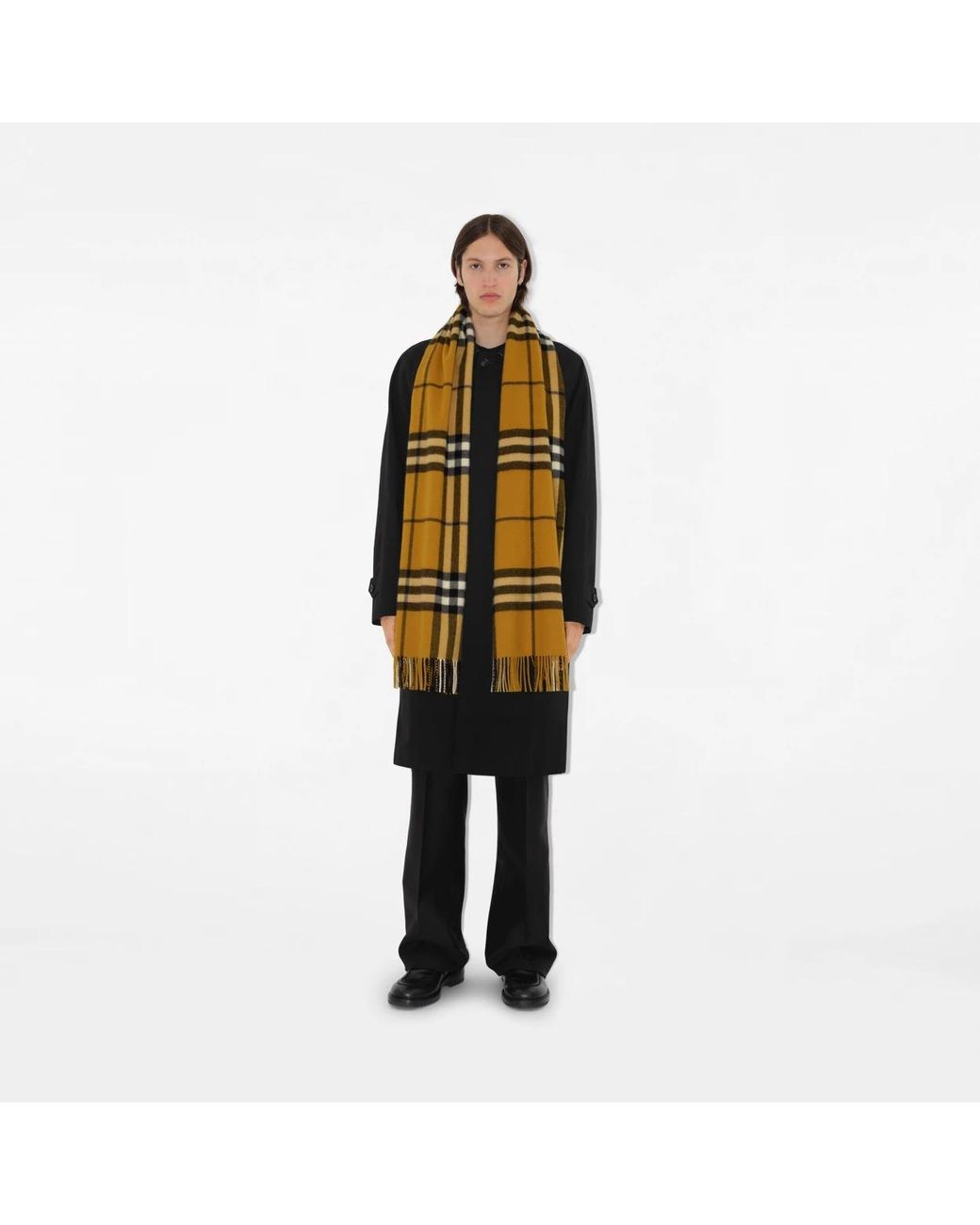 Burberry Metallic Checked Fringed-Edge Scarf for men