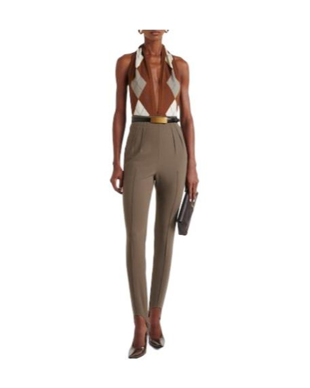 Mugler Gray Wool-Blend Stirrup Leggings