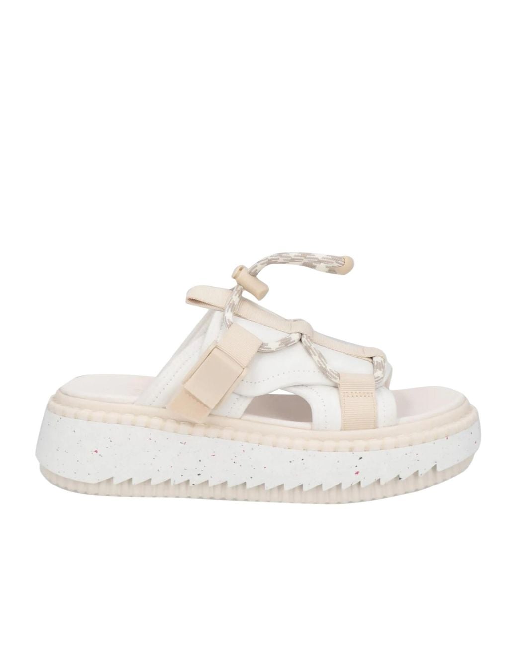 Chloé White Two-Color Leather Sandals
